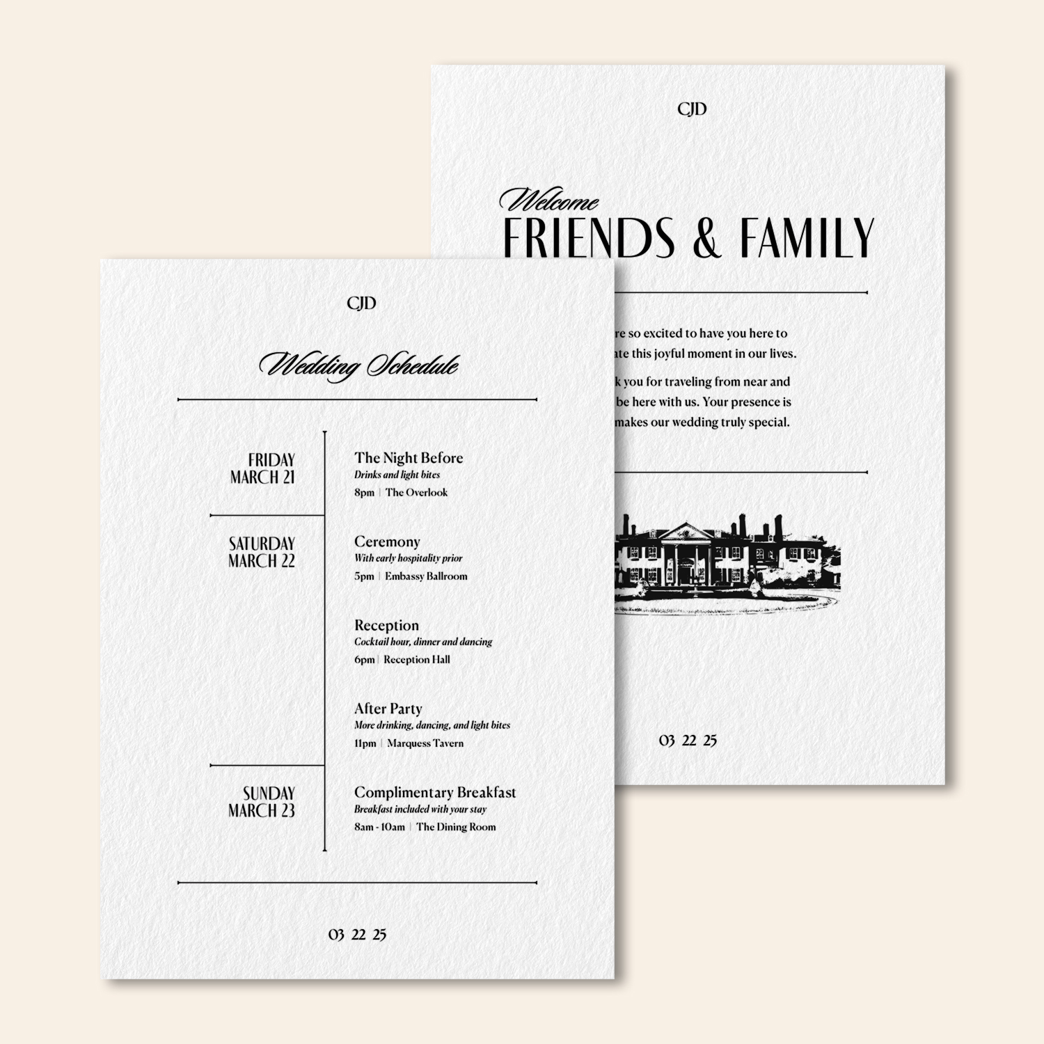 Welcome Schedule example